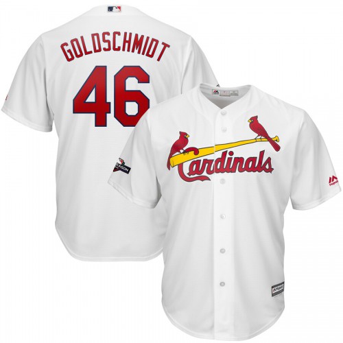 St. Louis St.Louis Cardinals #46 Paul Goldschmidt Majestic 2019 Postseason Official Cool Base Player Jersey White Men's