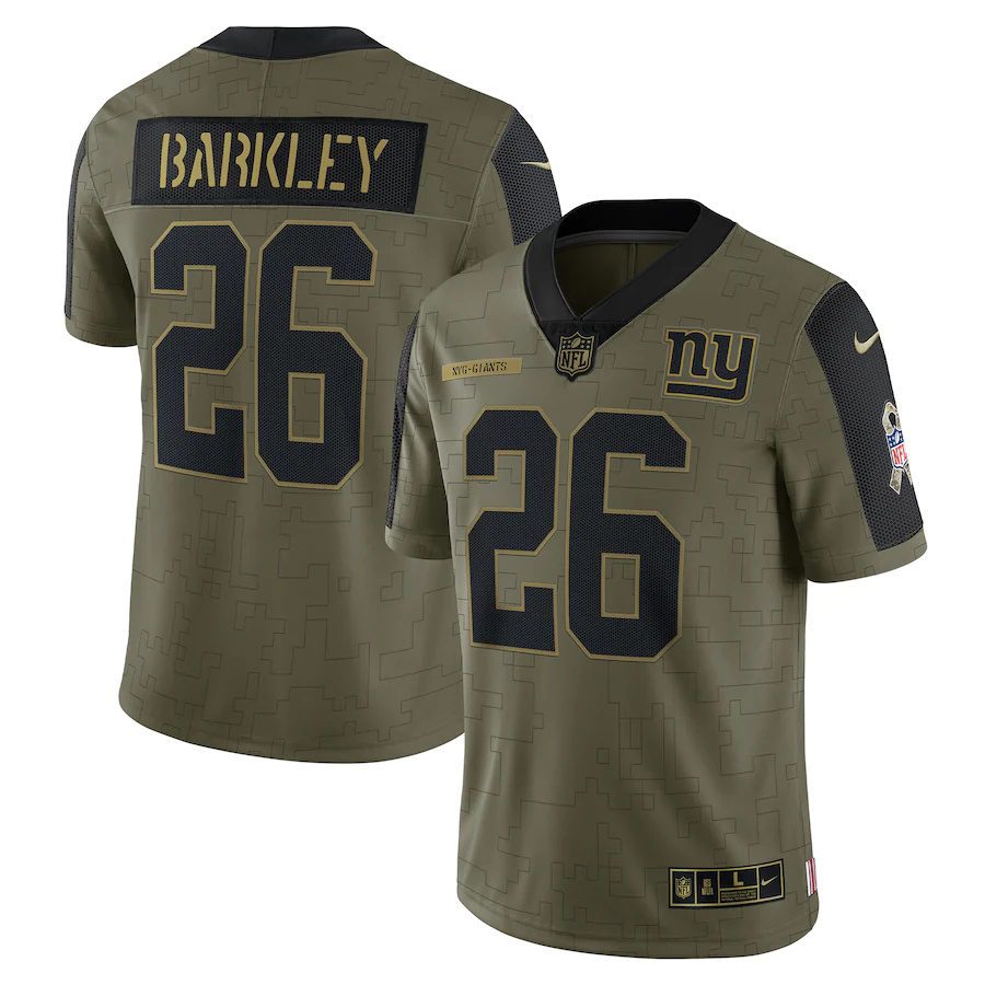 New York Giants #26 Saquon Barkley Olive 2021 Salute To Service Limited Player Jersey