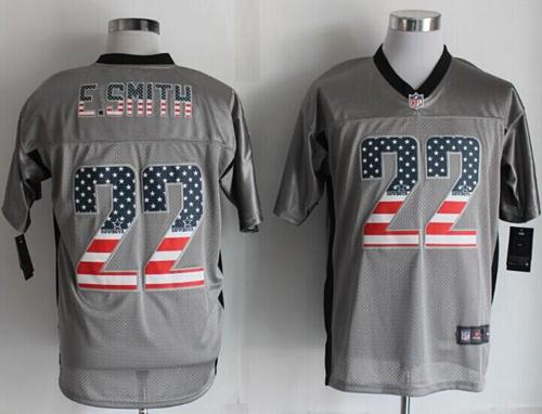 Cowboys #22 Emmitt Smith Grey Men's Stitched Elite USA Flag Fashion Jersey