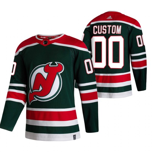 New Jersey Devils Custom Green Men's Adidas 2020-21 Reverse Retro Alternate Jersey