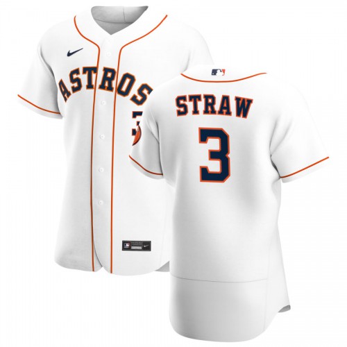 Houston Houston Astros #3 Myles Straw Men's White Home 2020 Authentic Player Jersey Men's