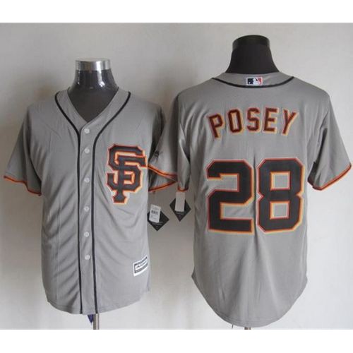 San Francisco Giants #28 Buster Posey Grey Road 2 New Cool Base Stitched Jersey Men's