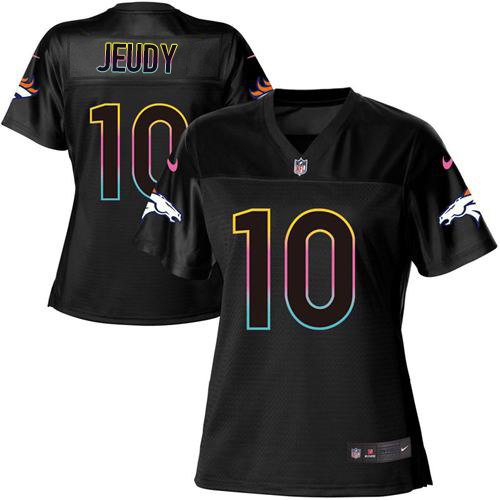 Broncos #10 Jerry Jeudy Black Women's Fashion Game Jersey