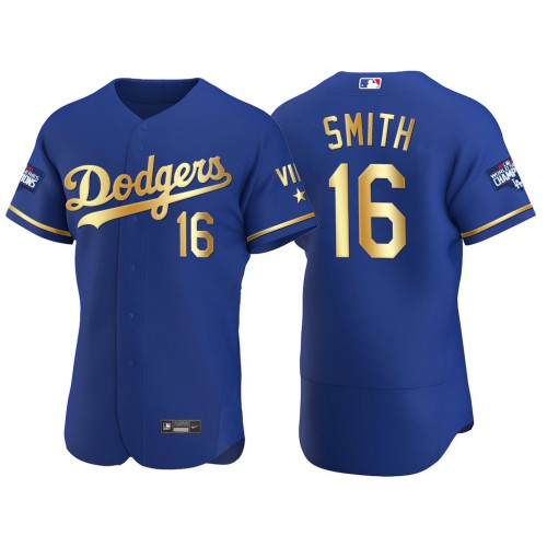 Los Angeles Los Angeles Dodgers #16 Will Smith Men's Authentic 2021 Gold Program World Series Champions Jersey Royal Men's