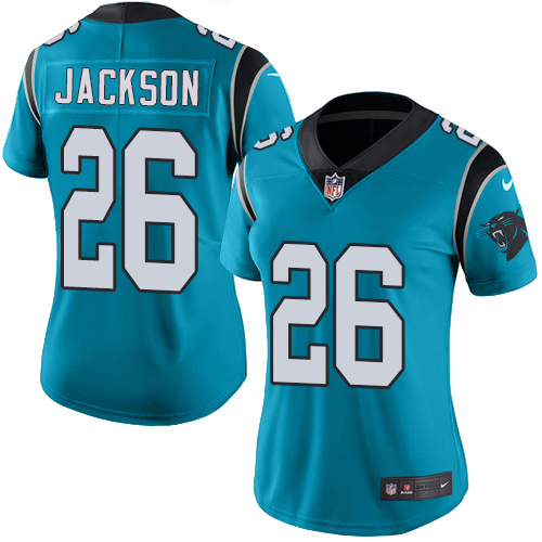 Carolina Panthers #26 Donte Jackson Blue Women's Stitched Limited Rush Jersey Womens