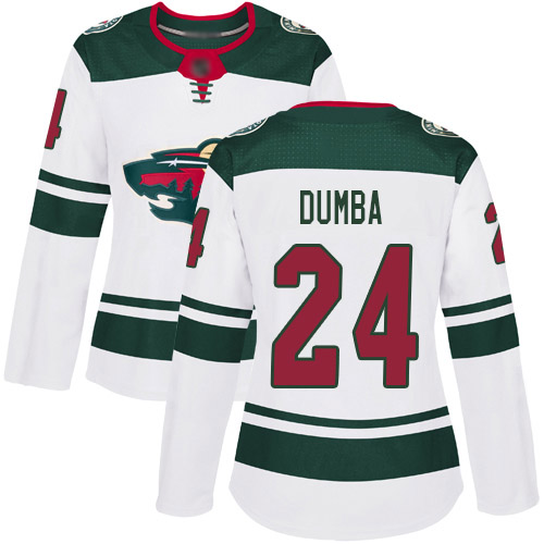 Adidas Minnesota Wild #24 Matt Dumba White Road Authentic Women's Stitched Jersey Womens