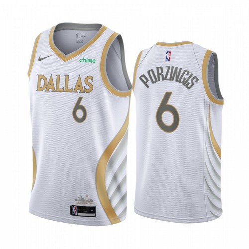 Dallas Mavericks #6 Kristaps Porzingis White Youth Swingman 2020-21 City Edition Jersey Youth