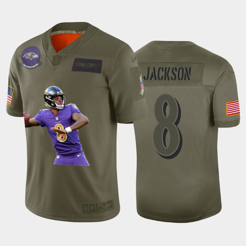 Baltimore Ravens #8 Lamar Jackson Team Hero 6 Vapor Limited Jersey Camo