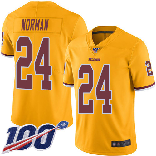 Washington Commanders #24 Josh Norman Gold Men's Stitched Limited Rush 100th Season Jersey Men's