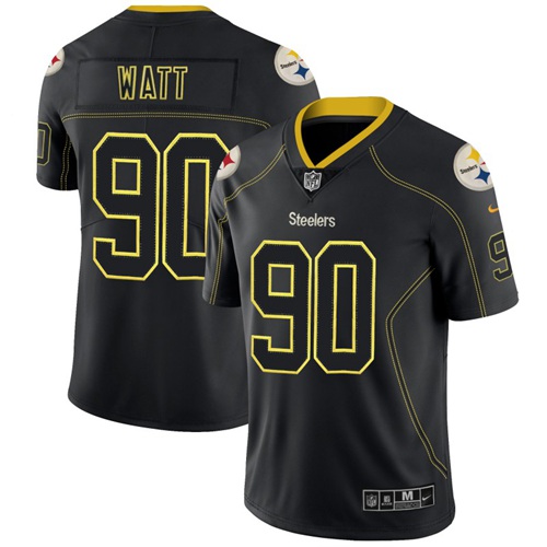 Steelers #90 T. J. Watt Lights Out Black Men's Stitched Limited Rush Jersey