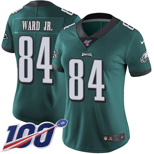 Philadelphia Eagles #84 Greg Ward Jr. Green Team Color Women's Stitched 100th Season Vapor Untouchable Limited Jersey Womens