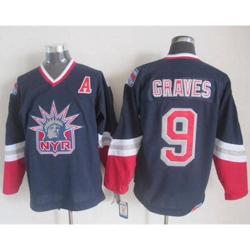 New York Rangers #9 Adam Graves Navy Blue CCM Statue Of Liberty Stitched Jersey Men's