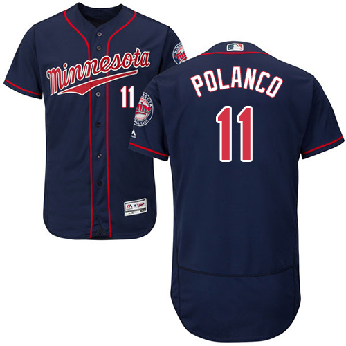 Minnesota Twins #11 Jorge Polanco Navy Blue Flexbase Authentic Collection Stitched Jersey Men's