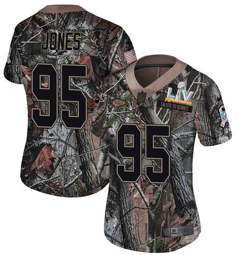Chiefs #95 Chris Jones Camo Women's Super Bowl LV Bound Stitched Limited Rush Realtree Jersey