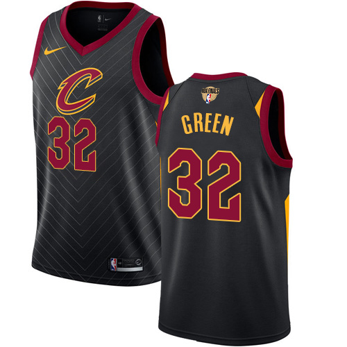 Cleveland Cavaliers #32 Jeff Green Black The Finals Patch Swingman Statement Edition Jersey Mens
