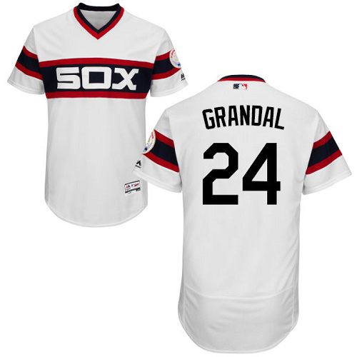 Chicago White Sox #24 Yasmani Grandal White Flexbase Authentic Collection Alternate Home Stitched Jersey Men's