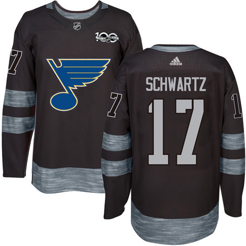 Adidas St. Louis Blues #17 Jaden Schwartz Black 1917-2017 100th Anniversary Stitched Jersey Men's