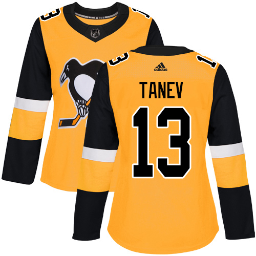 Adidas Pittsburgh Penguins #13 Brandon Tanev Gold Alternate Authentic Women's Stitched Jersey Womens