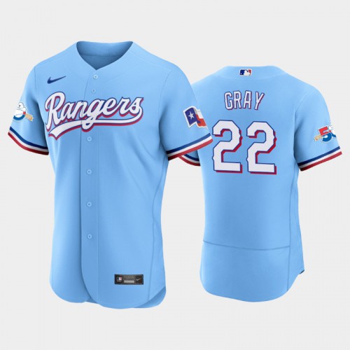 Texas Texas Rangers #22 Jon Gray Authentic 50th Anniversary Men's Alternate Jersey - Light Blue Men's