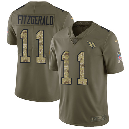 Cardinals #11 Larry Fitzgerald Olive/Camo Youth Stitched Limited 2017 Salute To Service Jersey
