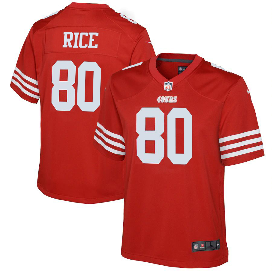 San Francisco 49ers #80 Jerry Rice Scarlet Youth 2022-23 Game Jersey