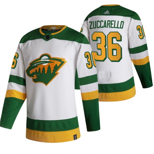 Minnesota Minnesota Wild #36 Mats Zuccarello White Men's Adidas 2020-21 Reverse Retro Alternate Jersey Men's