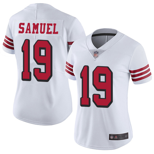 49ers #19 Deebo Samuel White Rush Women's Stitched Vapor Untouchable Limited Jersey