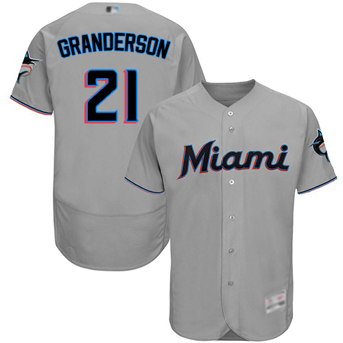 Miami Marlins #21 Curtis Granderson Grey Flexbase Authentic Collection Stitched Jersey Men's