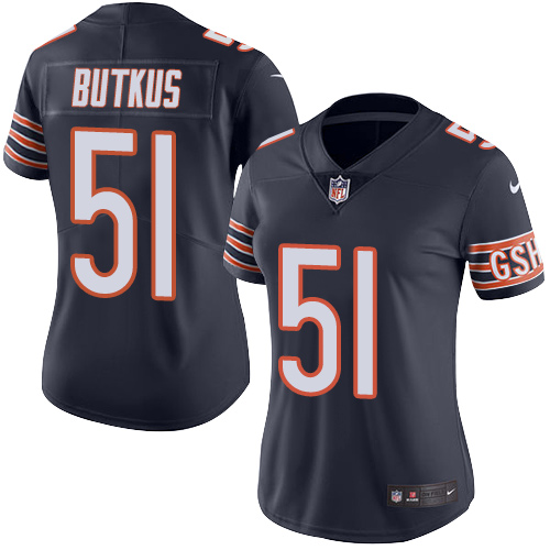 Bears #51 Dick Butkus Navy Blue Team Color Women's Stitched Vapor Untouchable Limited Jersey