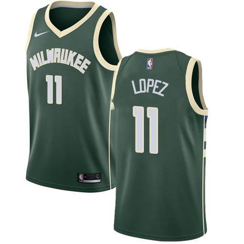 Milwaukee Bucks #11 Brook Lopez Green Swingman Icon Edition Jersey Mens