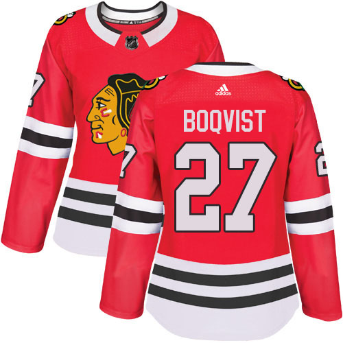 Adidas Chicago Blackhawks #27 Adam Boqvist Red Home Authentic Women's Stitched Jersey Womens