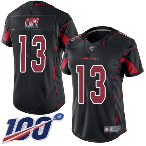 Arizona Cardinals #13 Christian Kirk Black Women's Stitched Limited Rush 100th Season Jersey Womens
