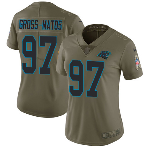 Carolina Panthers #97 Yetur Gross-Matos Olive Women's Stitched Limited 2017 Salute To Service Jersey Womens
