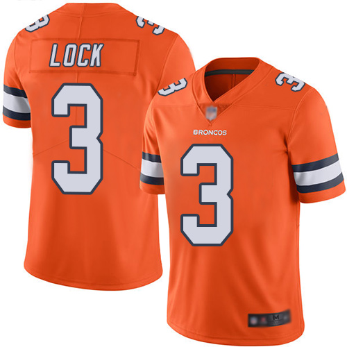 Denver Broncos #3 Drew Lock Orange Men's Stitched Limited Rush Jersey Men's