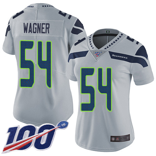 Seattle Seahawks #54 Bobby Wagner Grey Alternate Women's Stitched 100th Season Vapor Limited Jersey Womens