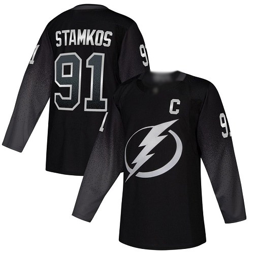 Adidas Tampa Bay Lightning #91 Steven Stamkos Black Alternate Authentic Stitched Jersey Men's