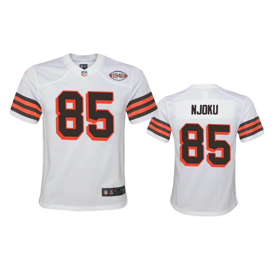 Youth Browns #85 David Njoku 1946 Collection Alternate Game Limited Jersey - White