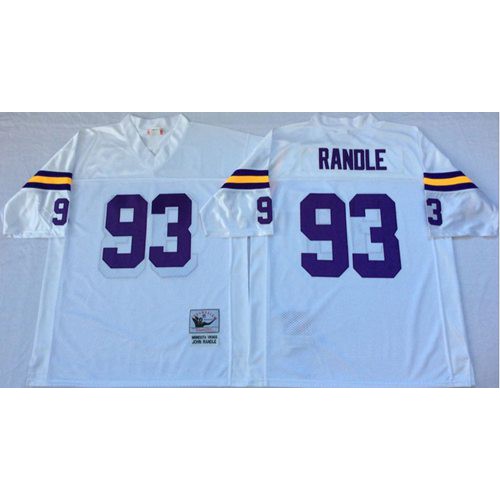 Mitchell And Ness Minnesota Vikings #93 John Randle White Throwback Stitched Jersey Men's