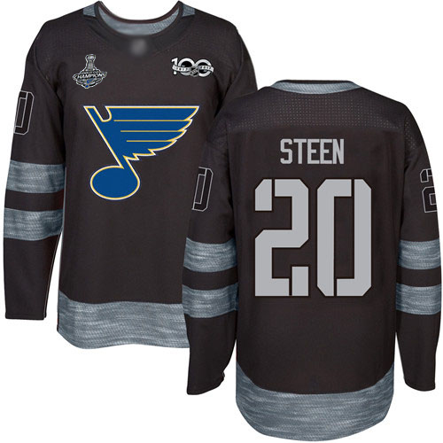 Adidas St. Louis Blues #20 Alexander Steen Black 1917-2017 100th Anniversary Stanley Cup Champions Stitched Jersey Men's