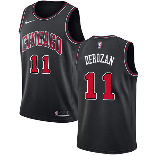 Chicago Bulls #11 Demar Derozan Black Swingman Statement Edition Jersey Mens