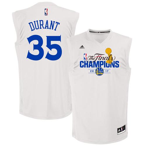 Golden State Warriors #35 Kevin Durant White 2017 Finals Champions Stitched Jersey Mens