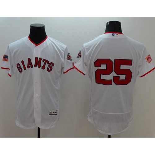 San Francisco Giants #25 Barry Bonds White Fashion Stars & Stripes Flexbase Authentic Stitched Jersey Men's