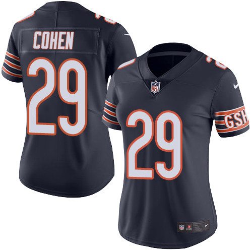 Bears #29 Tarik Cohen Navy Blue Team Color Women's Stitched Vapor Untouchable Limited Jersey