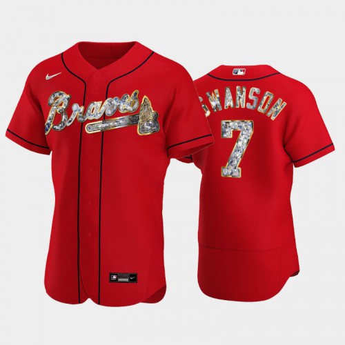 Atlanta Atlanta Braves #7 Dansby Swanson Men's Diamond Edition Jersey - Red Men's