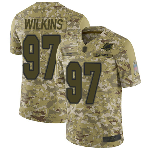 Miami Dolphins #97 Christian Wilkins Camo Youth Stitched Limited 2018 Salute to Service Jersey Youth
