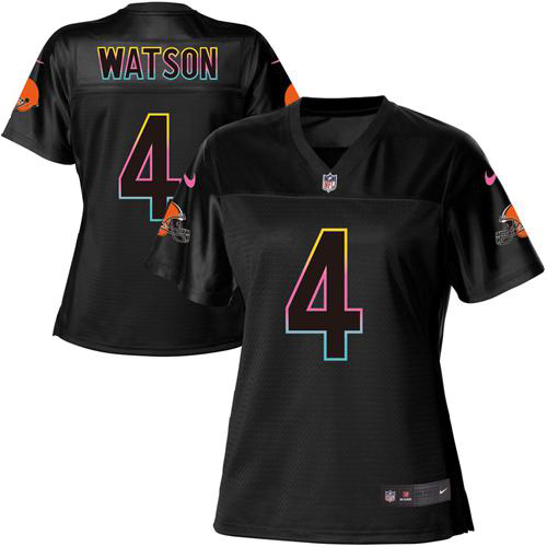 Browns #4 Deshaun Watson Black Women's Fashion Game Jersey