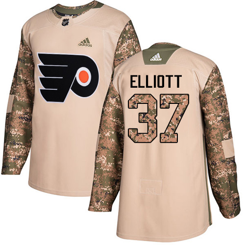 Adidas Philadelphia Flyers #37 Brian Elliott Camo Authentic 2017 Veterans Day Stitched Youth Jersey Youth