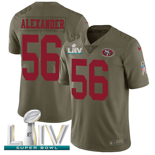 San Francisco 49ers #56 Kwon Alexander Olive Super Bowl LIV 2020 Youth Stitched Limited 2017 Salute To Service Jersey Youth