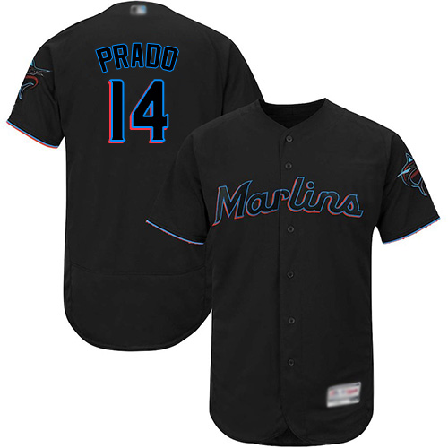 Miami Marlins #14 Martin Prado Black Flexbase Authentic Collection Stitched Jersey Men's