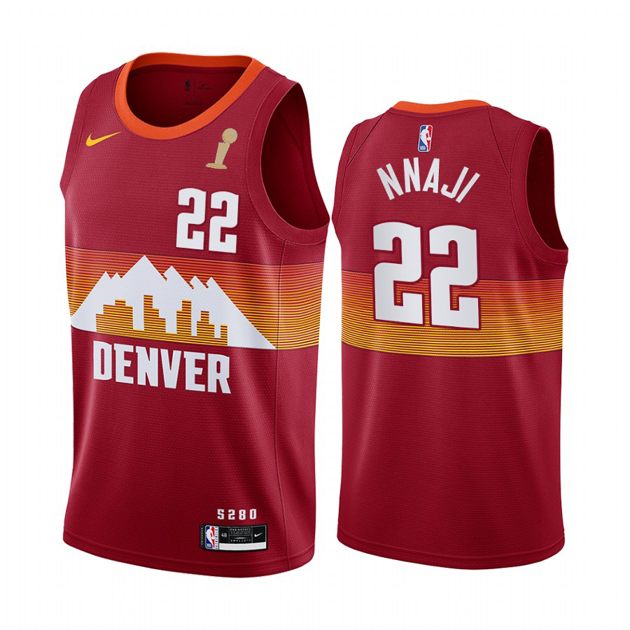 Nuggets #22 Zeke Nnaji Red Swingman Youth 2023 Finals Champions City Edition Jersey